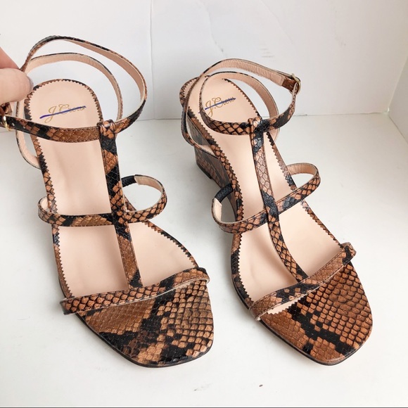 J.crew snake print t-strap open toe wedge - Picture 2 of 6